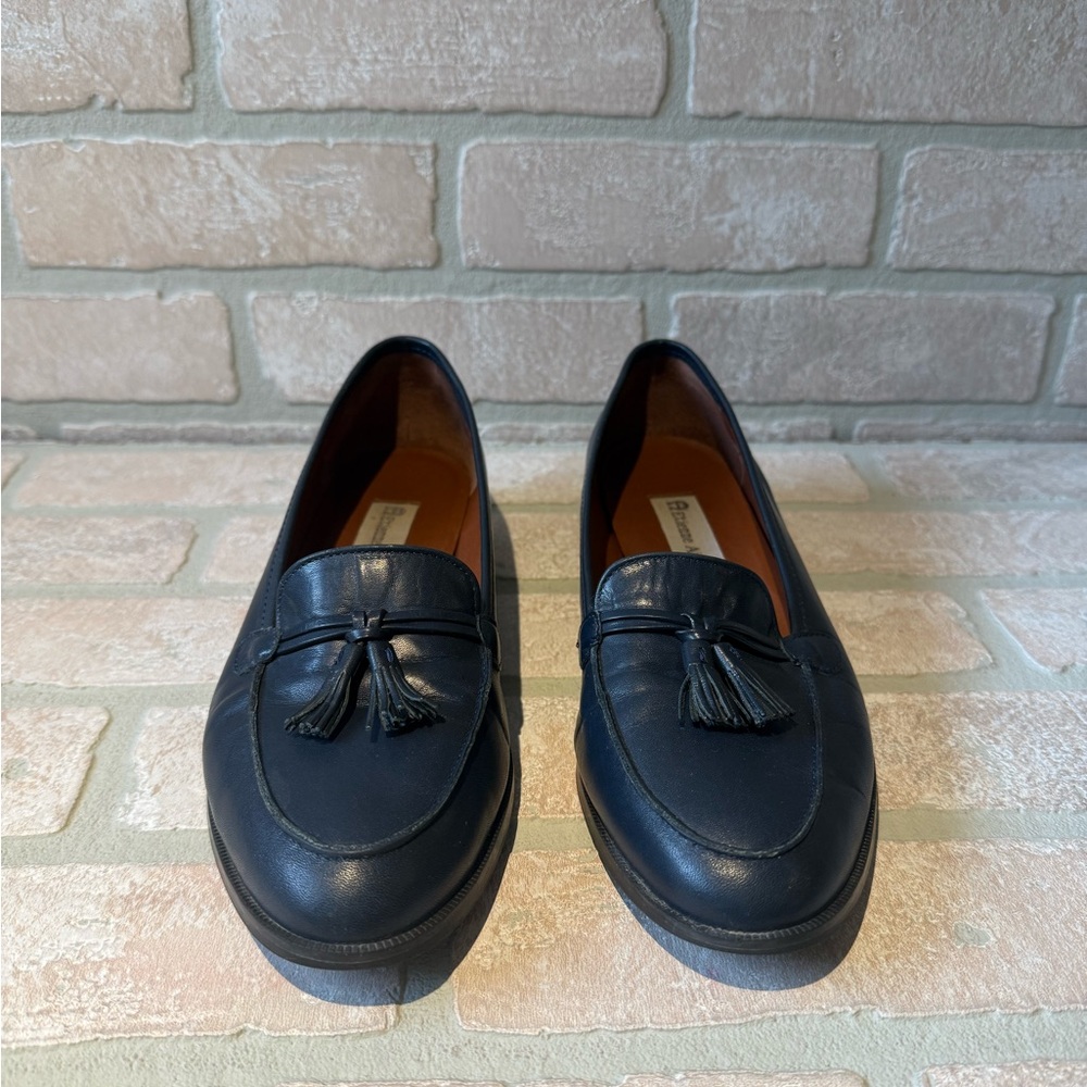 Etienne Aigner Black Leather Tassel Loafers - Womens